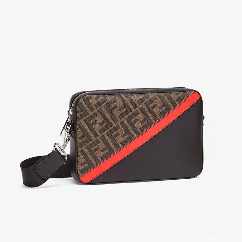 Affordable Camera FF Motif Fabric Fendi Case Brown In Red Compact 0517